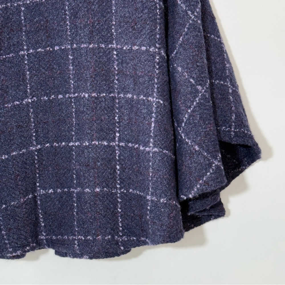John Branigan Weavers Ireland Poncho Cape Jacket Blue Plaid Wool Tweed Boucle OS - Picture 11 of 16